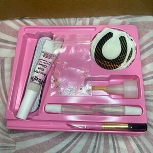 Rhinestone Nail Art Kit - Gold Shapes, Blue Hearts, Rhinestones